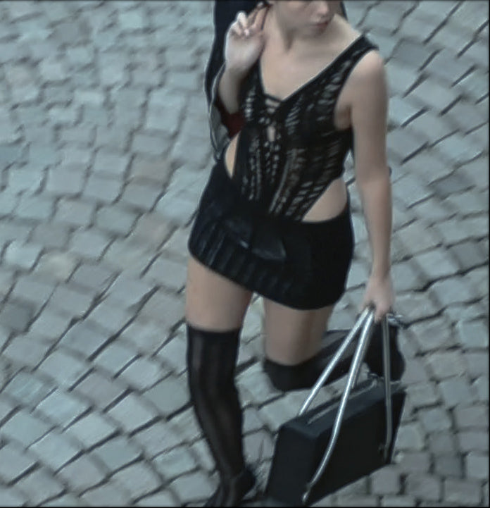 Knit Leather Mini Skirt